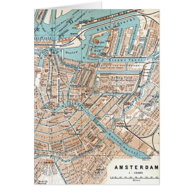アムステルダム(1905年)のヴィンテージの地図 (正面)