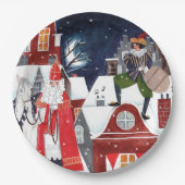 アムステルダムClの屋根の上のシンタークラースとピート ペーパープレート (正面)