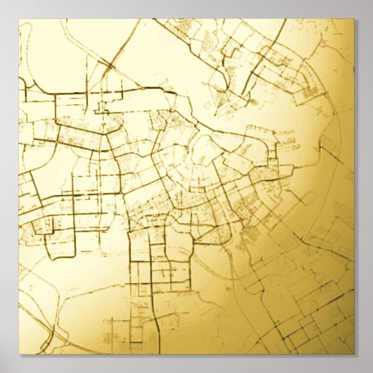 アムスモダンタエレガントステルダムのギフトマップ、オランダ 箔ポスター (正面)