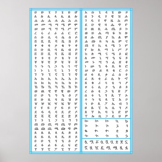 アムハラGeezエチオピアフィデルHAHUとABUGIDA ポスター (正面)