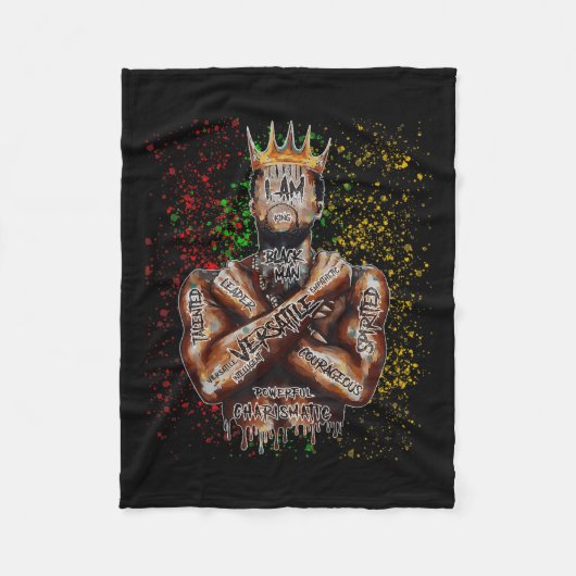 アムブラックマンと私はキングブラックヒストリアフリカM フリースブランケット (正面)