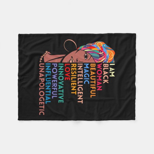 アムブラック女性アフリカ系アメリカ人ギフト黒史 フリースブランケット (正面(横))