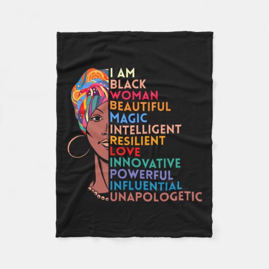 アムブラック女性アフリカ系アメリカ人ギフト黒史 フリースブランケット (正面)