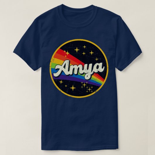 アムヤレインボーイン宇宙ヴィンテージグランゲスタイル Tシャツ (デザイン正面)