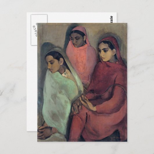 アムリタ・シェー絵画ギルさん、三人の女の子 ポストカード (正面/裏面)