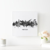 アムリトサーパンジャブスカイラインBW スクエア壁時計 (ホーム)