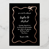 アムールブラック |ボーフランスのの結婚バラ金ゴールド 箔招待状 (正面)