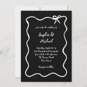 アムールブラック 図解入りの、写真付きのフランスの結婚弓 招待状 (正面)