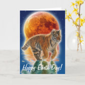 アムール虎の子のアースデーの絶滅危ぐ種カード カード (黄色い花)