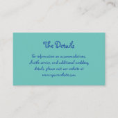 アムール |フランスの手書きブルーとティール（緑がかった色）結婚ズ エンクロージャーカード (正面)