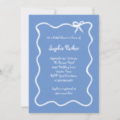 アムール |ボー図解入りの、写真付きのブフランスの・ブルーブライダルシャワー 招待状 (正面)