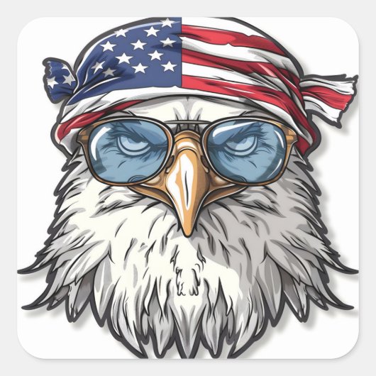 アメおもしろいリカクールワシ スクエアシール (正面)