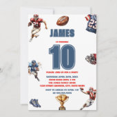 アメカモダンンフットボール少年スポーツ子供の誕生日 招待状 (正面)