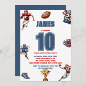アメカモダンンフットボール少年スポーツ子供の誕生日 招待状 (正面/裏面)