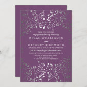 アメシストとシルバーのベイビーズブレスエンゲージメントパーティー 招待状 (正面/裏面)