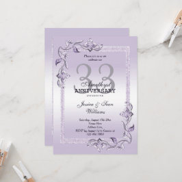 アメシストジェム&グリッター 33周年結婚記念日 招待状