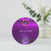 アメシスト ダマスク ジェム ストーン モノグラム 黒 紫 招待状 (スタンド正面)