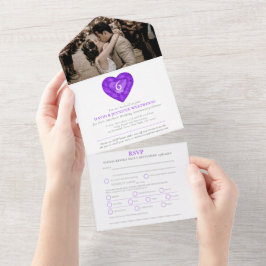 アメシスト 結婚6周年 ハート フォト オールインワン招待状