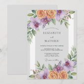 アメジストとアプリコットブロッサムの結婚式 招待状 (正面/裏面)