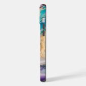 アメジストとターコイズの抽象画  iPhoneケース (左側面)
