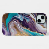 アメジストとターコイズの抽象画  iPhoneケース (裏面横)
