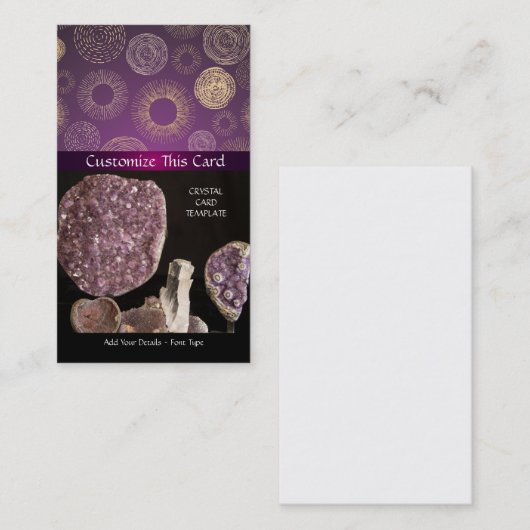 アメジストとヒーリングハート結晶の写真 名刺 (正面/裏面)