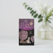 アメジストとヒーリングハート結晶の写真 名刺 (スタンド正面)