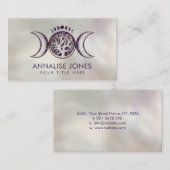 アメジストと金ゴールドトリプルムーン – 生命の木  名刺 (正面/裏面)