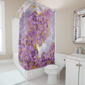 アメジストと金ゴールド-抽象芸術Crystal Cluster シャワーカーテン (インサイチュ)