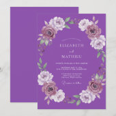 アメジストのリースの結婚式 招待状 (正面/裏面)