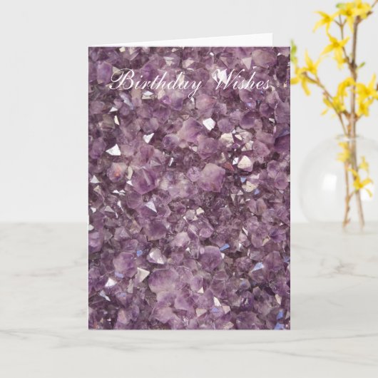 アメジストの半宝石の誕生日はカードを望みます カード (黄色い花)