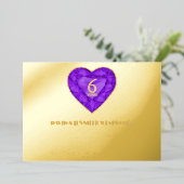 アメジストの6th結婚記念日 水彩ハート 箔招待状 (立ち正面)