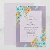 アメジストアクアワイルドフラワーの結婚式 招待状 (正面/裏面)