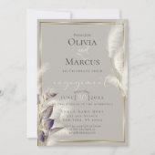 アメジストアンスリウムとフェザー パンパス グラス 招待状 (正面)