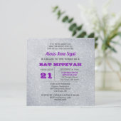 アメジストアンドシルバーグリッターグラムバルミツワー 招待状 (スタンド正面)