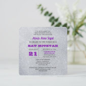 アメジストアンドシルバーグリッターグラムバルミツワー 招待状 (スタンド正面)