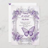 アメジストウイングベビーシャワー招待状 招待状 (正面/裏面)