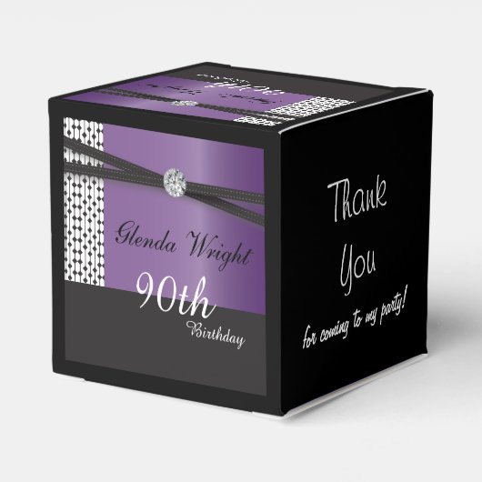 アメジストエレガントパープルとブラック誕生日 フェイバーボックス (裏面サイド)