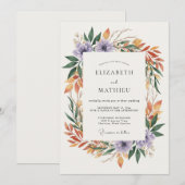 アメジストオーカーのリースの結婚式 招待状 (正面/裏面)