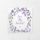アメジストオーキッドパープル薄紫牡丹フローラズ結婚 三つ折り招待状 (カバー)
