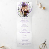 アメジストオーキッドパープル薄紫牡丹フローラズ結婚 三つ折り招待状 (内部)