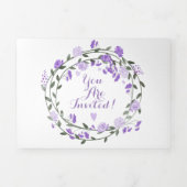 アメジストオーキッドパープル薄紫牡丹フローラズ結婚 三つ折り招待状 (カバー)