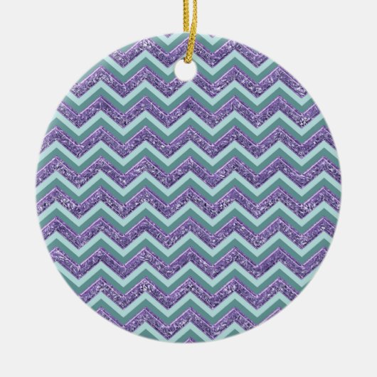 アメジストガラスのジグザグ模様 セラミックオーナメント (正面)