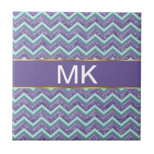 アメジストガラスのジグザグ模様 タイル