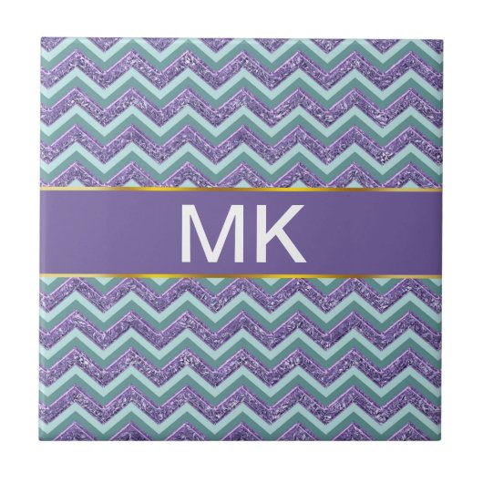 アメジストガラスのジグザグ模様 タイル (正面)