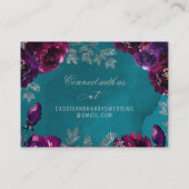 アメジストガーネットティール(緑がかった色)ジュエルトーンオンラインRSVPカード 名刺 (裏面)
