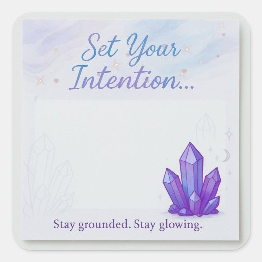 アメジストクリスタルをテーマにしたパステルステッカー スクエアシール (正面)