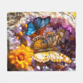 アメジストクリスタルガーデンバタフライ フリースブランケット (正面(横))