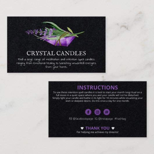 アメジストクリスタルキャンドルインテンションスペルビジネスC 名刺 (正面/裏面)