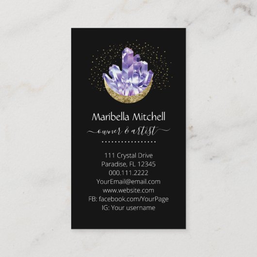 アメジストクリスタルクレセント月お客様ありがとう 名刺 (裏面)